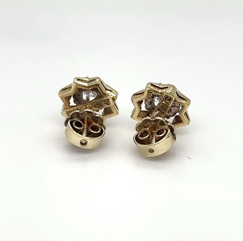 Stilvolle Ohrstecker in 14 Karat (585) Gelb-und Weißgold mit feinen Brillanten