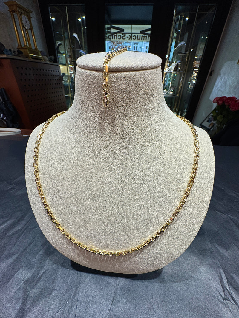 Massive Diamantierte Ankerkette in 14 Karat Gelbgold mit Verlängerungskette