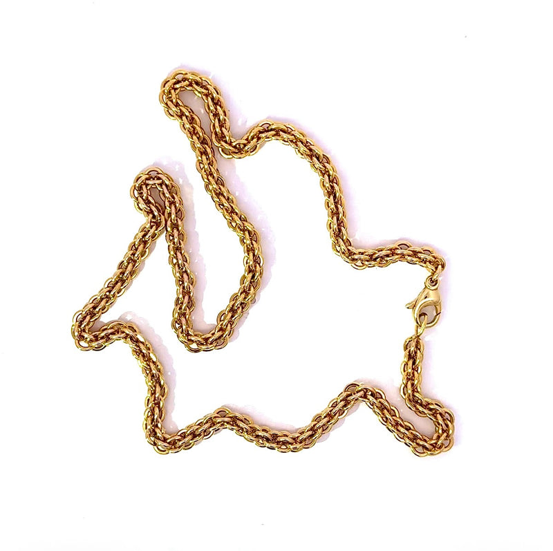 Elegante Zopf Halskette in 14 Karat Gelbgold mit Karabiner