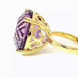 Moderner Amethyst Ring in 14 Karat Gelbgold mit feinen Brillanten