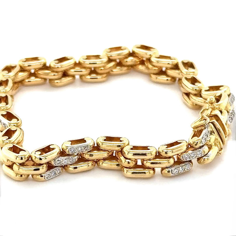 Ausgefallenes & edles Armband in 18 Karat Gelbgold mit feinen Brillanten