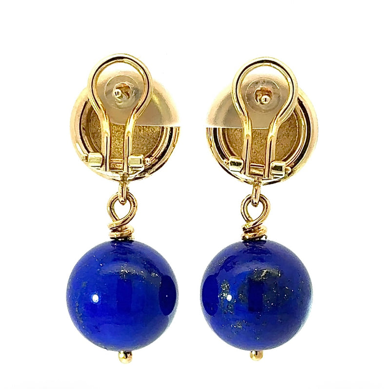 Elegante Ohrringe in 14 Karat Gelbgold mit hochfeinem Lapis Lazuli