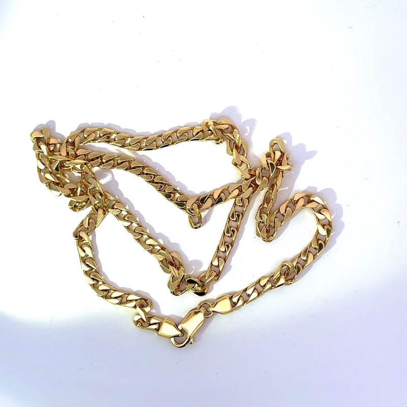 Massive & kantige Panzerkette in 18 Karat (750) Gelbgold mit Karabiner