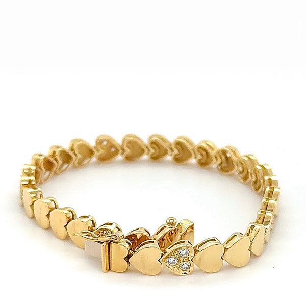 Elegantes Herz-Armband in 18 Karat Gelbgold mit feinen Brillanten