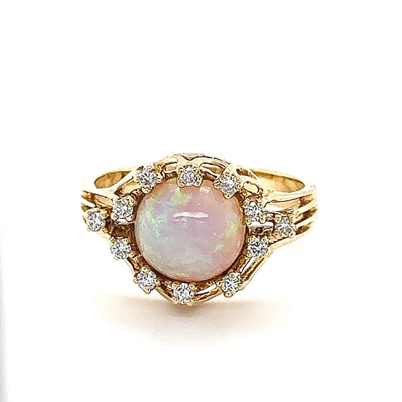 Original Goldbaur Ring in 18 Karat Gelbgold mit feinen Opal & Brillanten