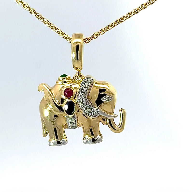 Eleganter Wendeanhänger in 14 Karat Gelbgold – feine Edelsteine & Brillanten