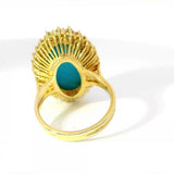 Prunkvoller Ring in 14 Karat Gelbgold mit Türkis & Brillanten