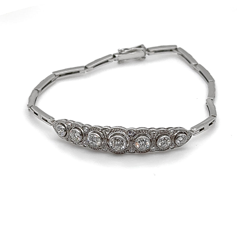 Stilvolles Art-Deco Armband in 14 Karat Weißgold mit feinen Brillanten & Diamanten