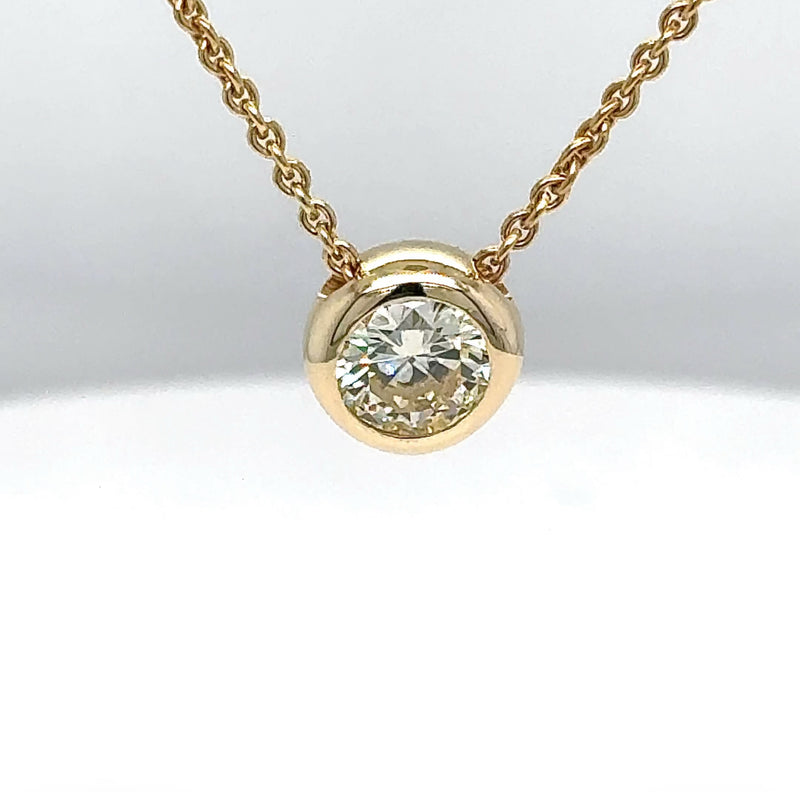 Edler Solitär Anhänger in 14 Karat Gelbgold mit feinen Brillant & Kette