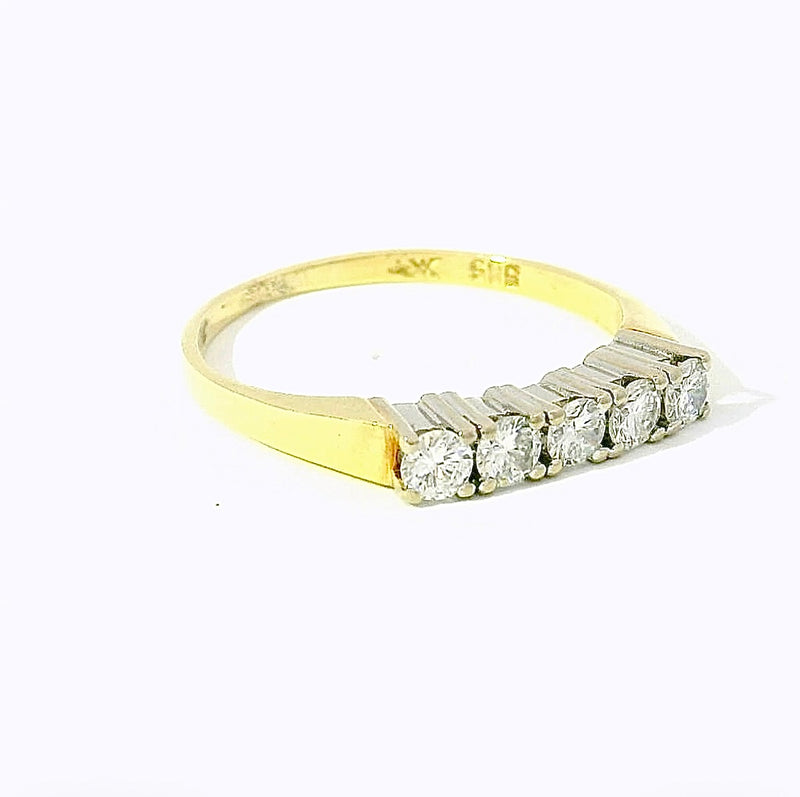 Halbmemory Ring in 14 Karat Gelb- & Weißgold mit Brillanten