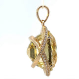 Beeindruckender Anhänger in 14 Karat Gelbgold mit riesigem Goldberyll & Brillanten
