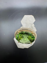 Einmaliger Ring in 14 Karat Gelbgold mit riesigem Peridot & Brillanten