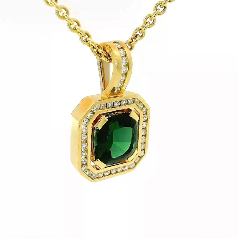 Goldbaur Anhänger in 18 Karat Gelbgold mit feinem Turmalin & Brillanten