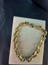 Schweres diamantiertes Armband in 14 Karat Gelbgold mit Karabiner