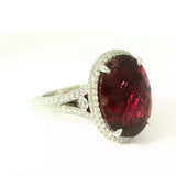 Beeindruckender Ring & Anhänger in 14 Karat Weißgold mit Rubellit & Brillanten