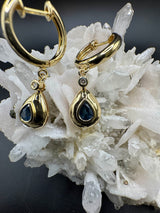 Elegante Ohrringe in 14 Karat Gelbgold mit Saphiren & Brillanten
