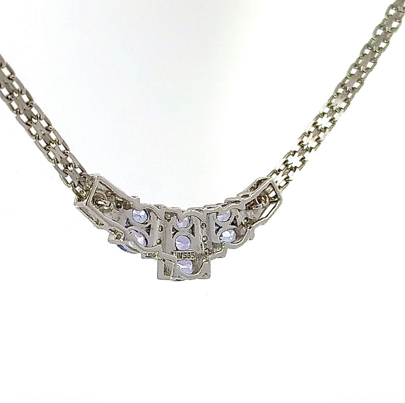 Elegantes Collier in 14 Karat Weißgold mit feinen Tansaniten & Brillanten