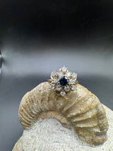Verspielter Ring in 14 Karat Gelb- und Weißgold mit Saphir & Brillanten