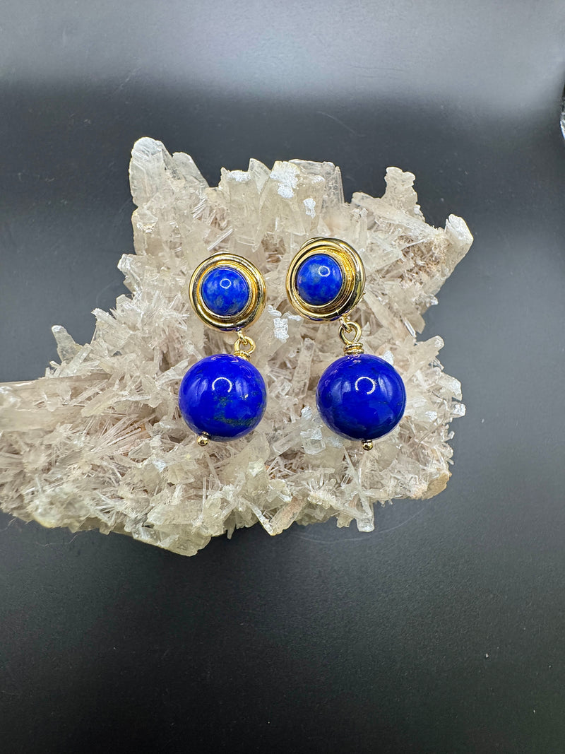 Elegante Ohrringe in 14 Karat Gelbgold mit hochfeinem Lapis Lazuli | Ohrringe - Schmuck Schroll