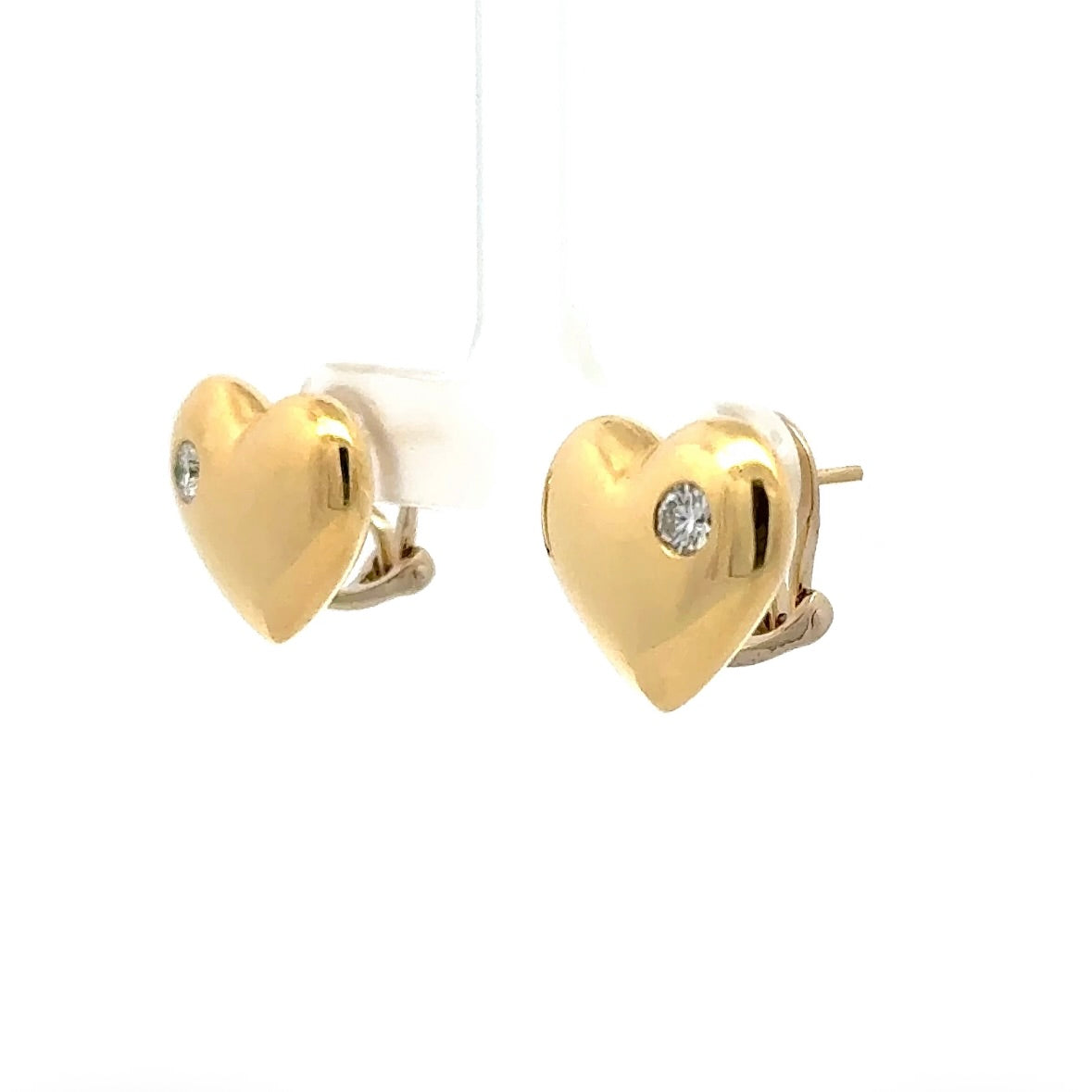 Edle Herz-Ohrringe in 18 Karat Gelbgold mit feinen Brillanten