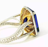 Edler Tansanit Ring in 18 Karat Weißgold mit feinen Brillanten