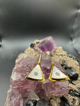 Handgefertigte Ohrringe in 18 Karat Gelbgold und 950er Platin mit Brillanten