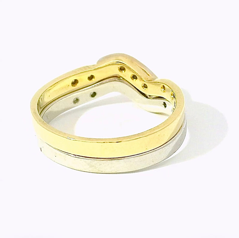 Ausgefallenes Ring-Duo in 14 Karat Gelb- & Weißgold mit Diamanten