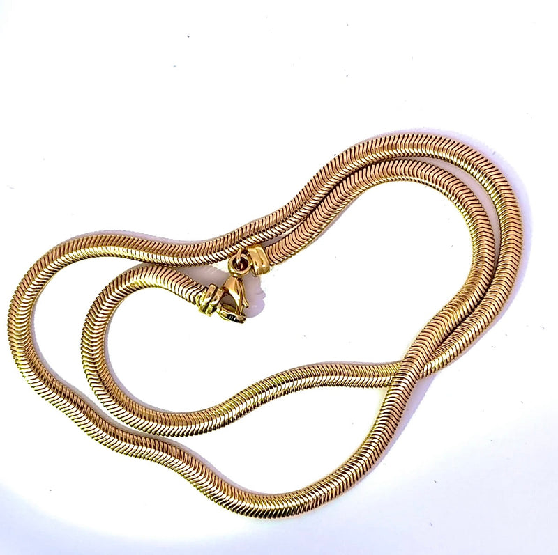 Edle Fischgräten Halskette in 18 Karat Gelbgold mit Karabiner