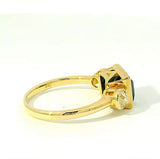 Moderner Turmalin Ring in 14 Karat Gelbgold mit Altschliff Diamanten
