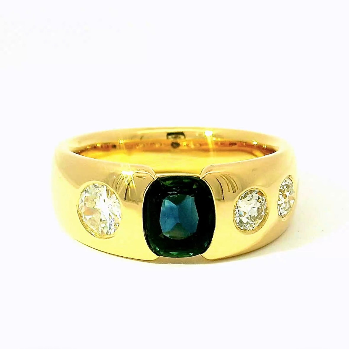 Hochwertiger Jaufmann Ring in 18 Karat Gelbgold mit Saphir & riesigen Diamanten
