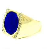 Dominanter Ring in 14 Karat Gelbgold mit Lapis Lazuli und Diamanten