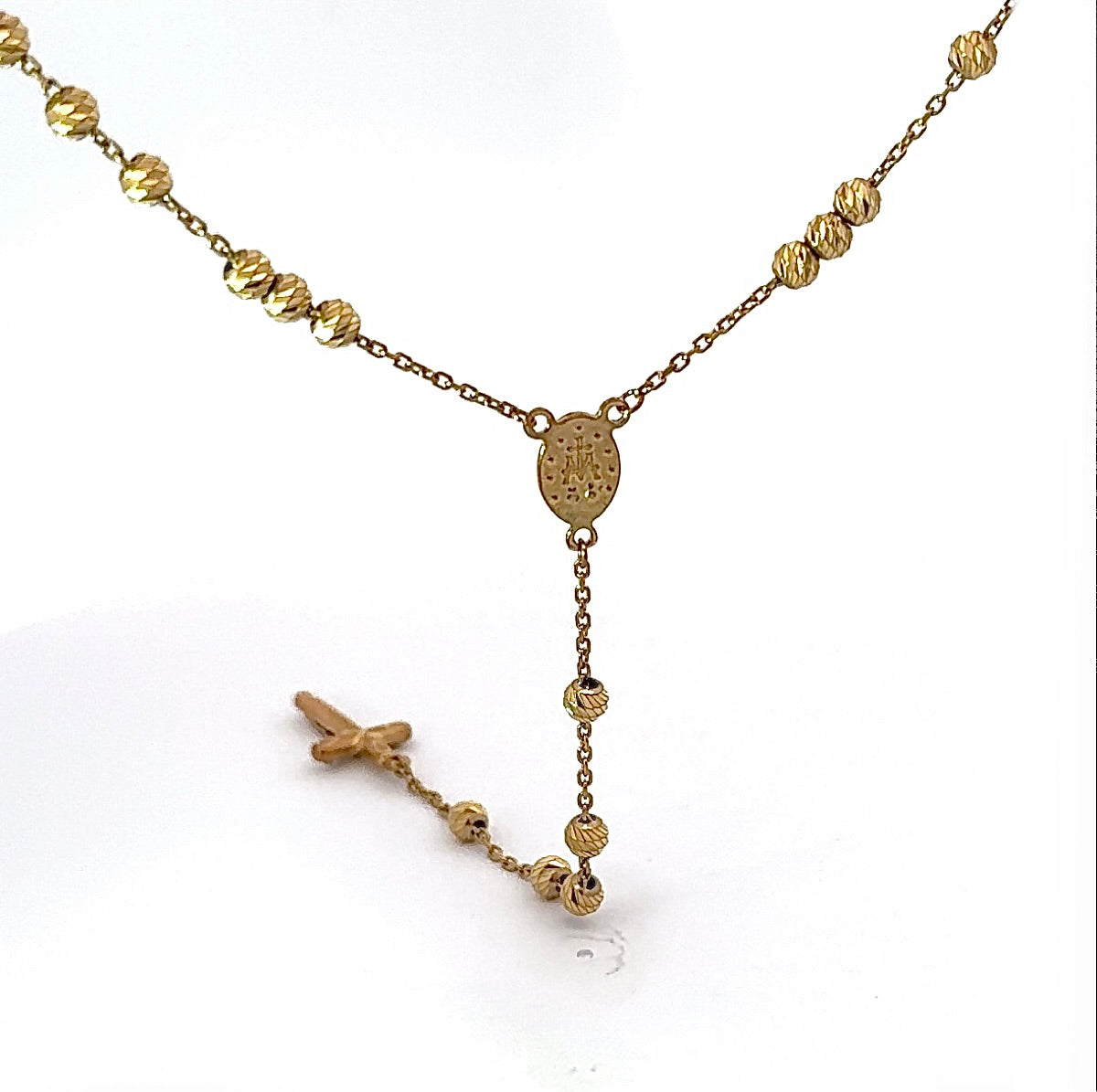 Zeitloser Rosenkranz in 14 Karat (585) Gelbgold mit Madonna & Jesus