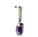 Edle Hängeohrringe in 18 Karat Weißgold mit Altschliff-Diamanten & Amethysten