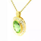 Edler Anhänger in 18 Karat Gelbgold mit großem Peridot & Brillanten