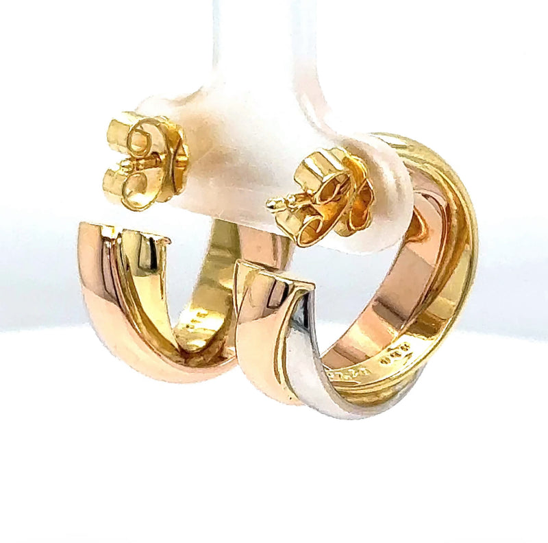 Edle Wempe Ohrringe in 18 Karat Tricolor Gold mit hochfeinen Brillanten