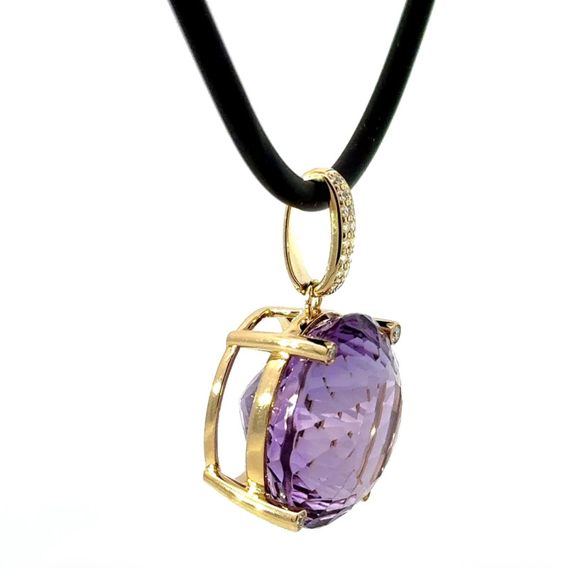 Moderner Anhänger in 14 Karat Gelbgold mit feinen Amethyst & Brillanten