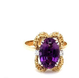 Handgefertigter Amethyst Ring in 14 Karat Gelb -& Weißgold mit Brillanten