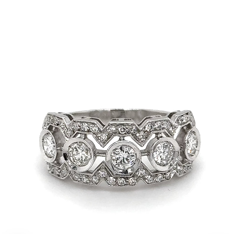 Ausgefallener Ring in 18 Karat Weißgold mit feinen Brillanten & Diamanten