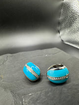 Exklusive 18 Karat Weißgold-Kreolen mit Türkis & Brillanten