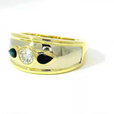 Handgefertigter Bandring in 14 Karat Gelb- & Weißgold mit Brillanten & Saphiren