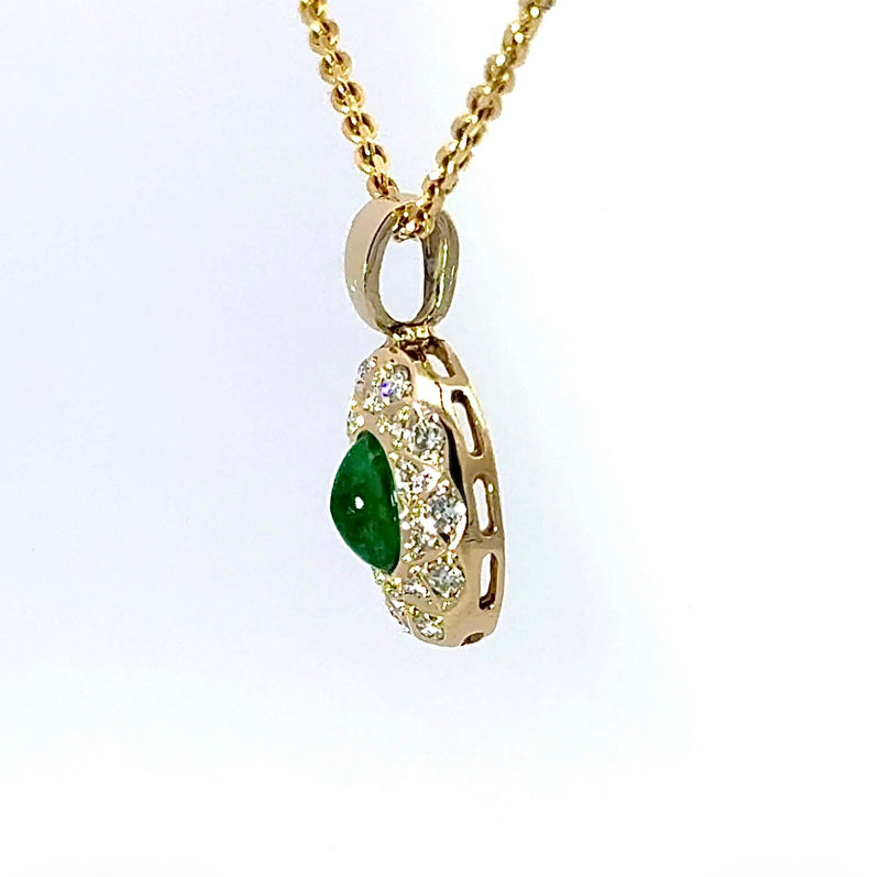 Eleganter Anhänger in 14 Karat Gelbgold mit Smaragd & Brillanten