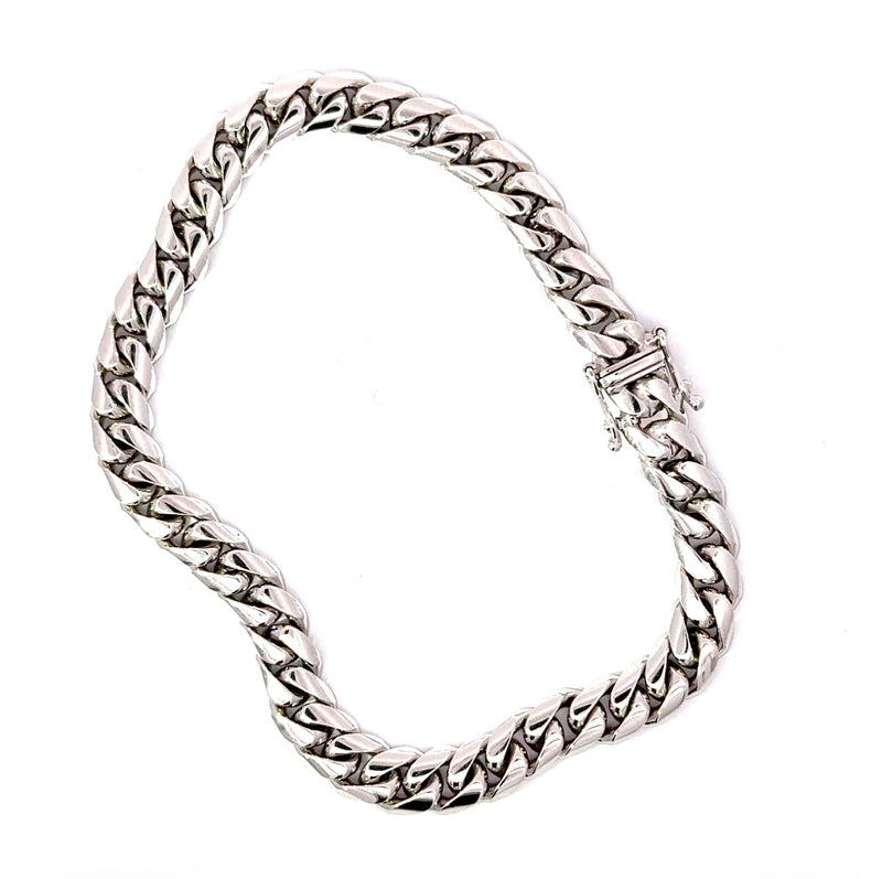 Massives Panzerkettenarmband in 18 Karat Weißgold