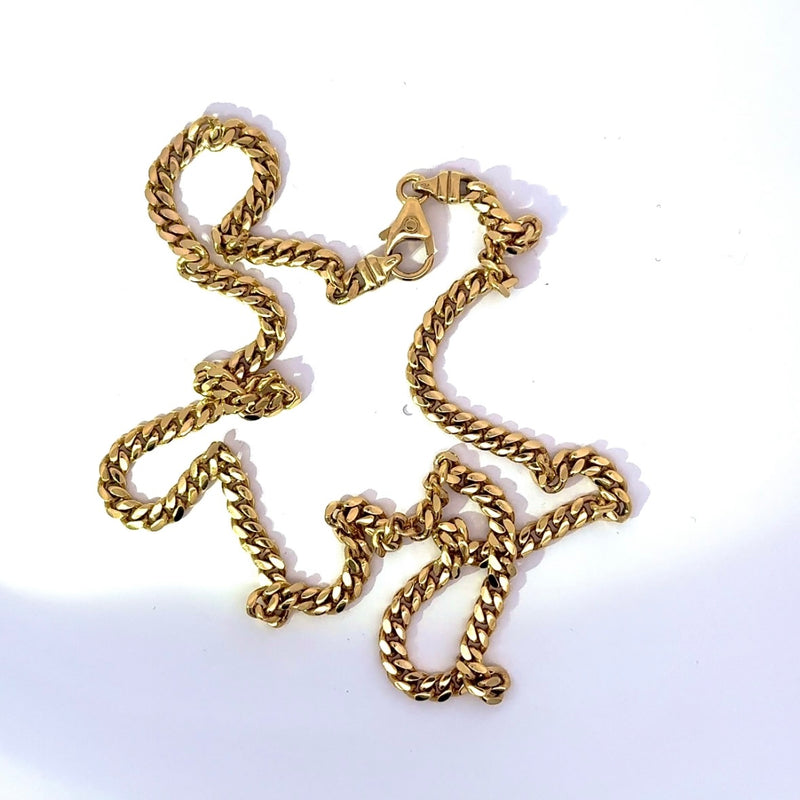 Abgerundete Panzerkette in 14 Karat Gelbgold mit Karabiner