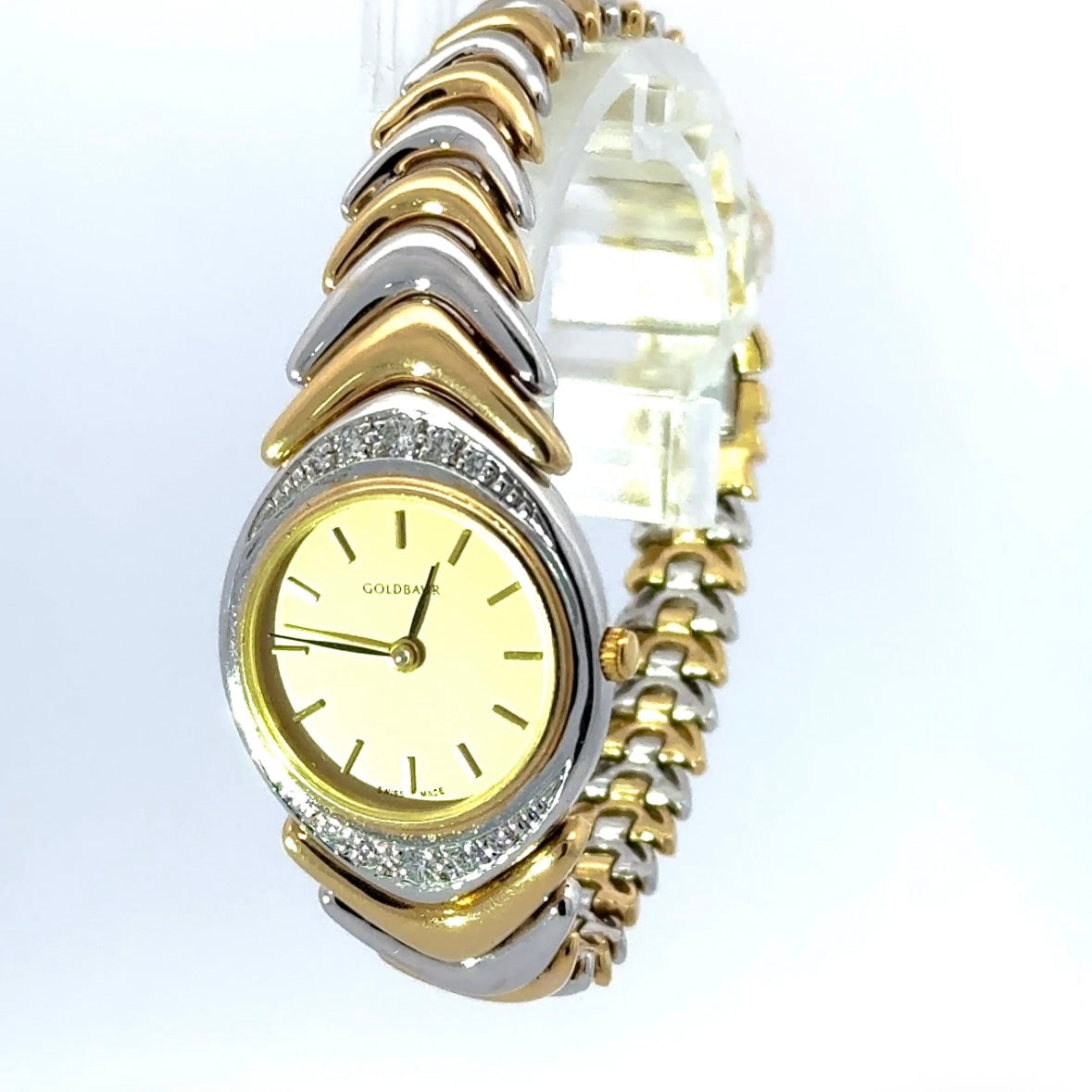 Ausgefallene Goldbaur-Uhr in 18 Karat Gelb- & Weißgold – mit Brillanten