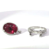 Beeindruckender Ring & Anhänger in 14 Karat Weißgold mit Rubellit & Brillanten