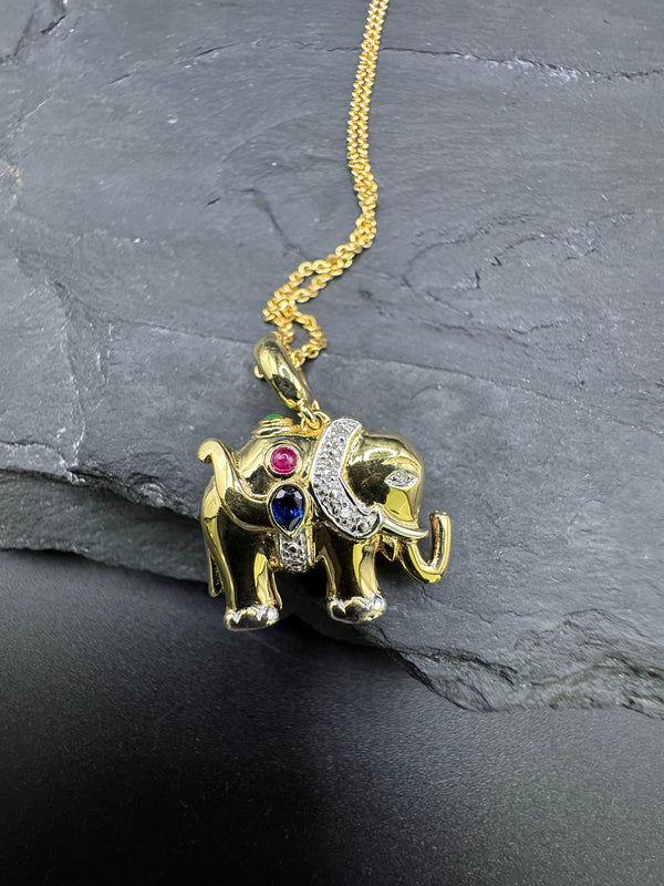 Eleganter Wendeanhänger in 14 Karat Gelbgold – feine Edelsteine & Brillanten