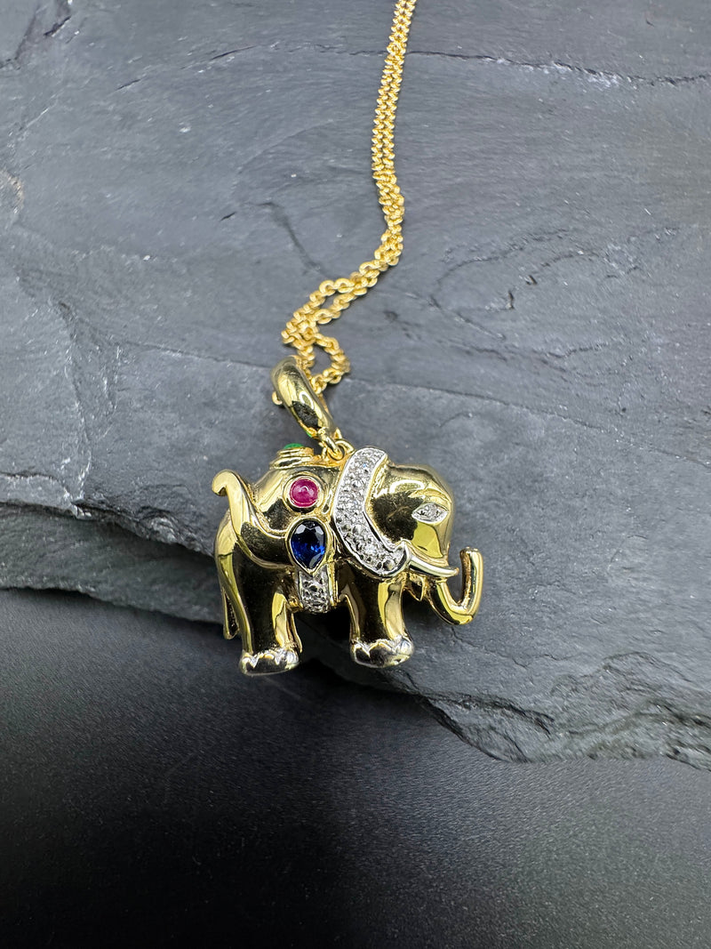 Eleganter Wendeanhänger in 14 Karat Gelbgold – feine Edelsteine & Brillanten | Anhänger - Schmuck Schroll