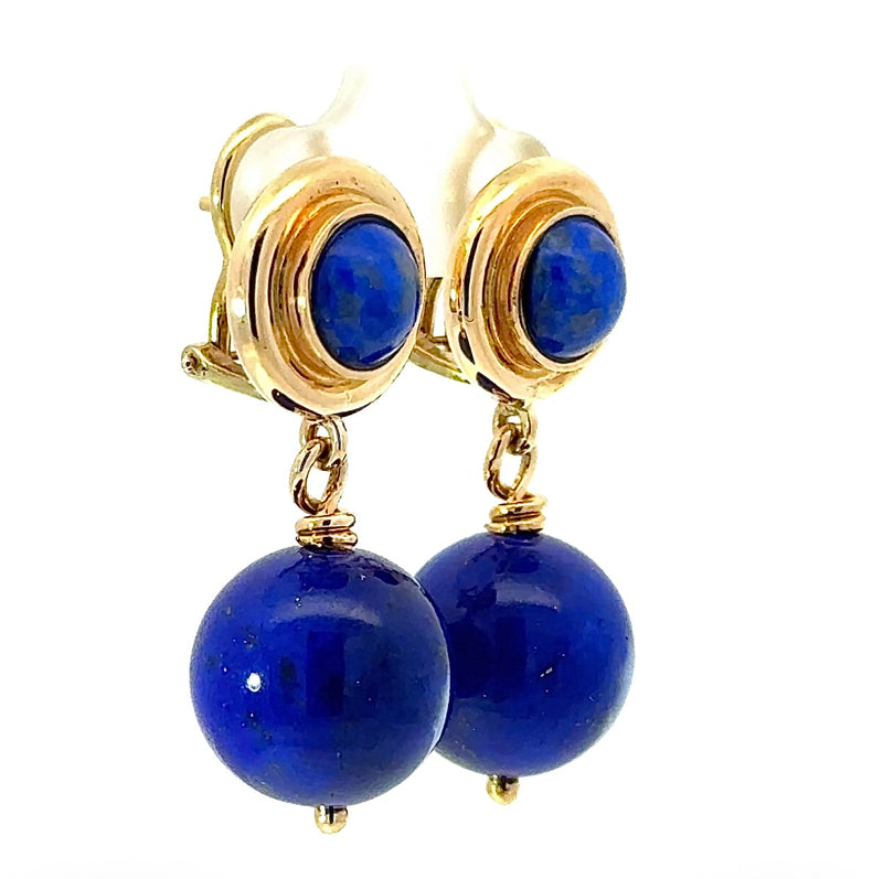 Elegante Ohrringe in 14 Karat Gelbgold mit hochfeinem Lapis Lazuli