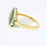 Art-Deco-Ring in 18 Karat Gelb- & Weißgold mit Smaragden & Brillanten