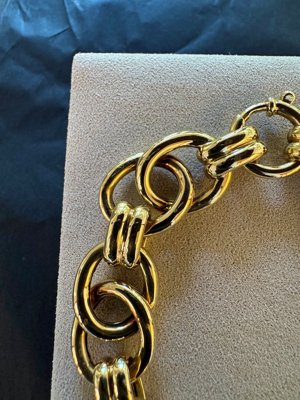 Breites Armband in 14 Karat Gelbgold mit Federring